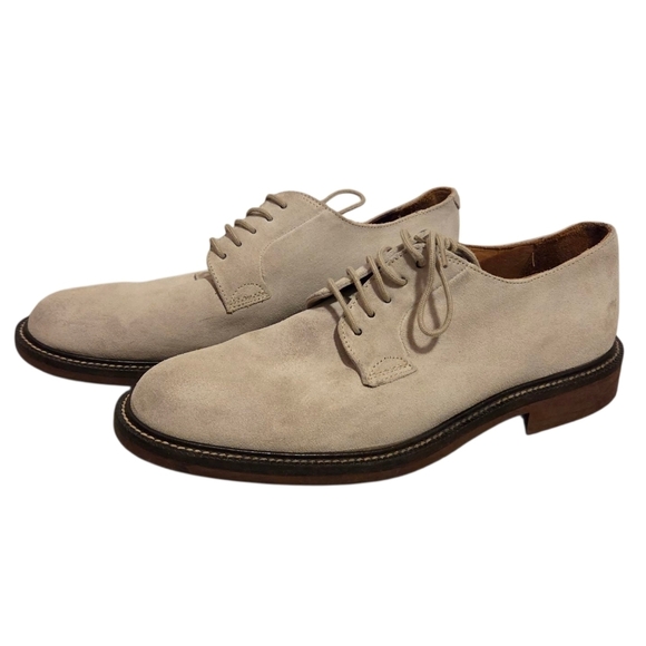 J.Crew Suede Leather Dress Up Oxford Shoes Laces Tan Beige Cream Men's 10.5 - Picture 1 of 7
